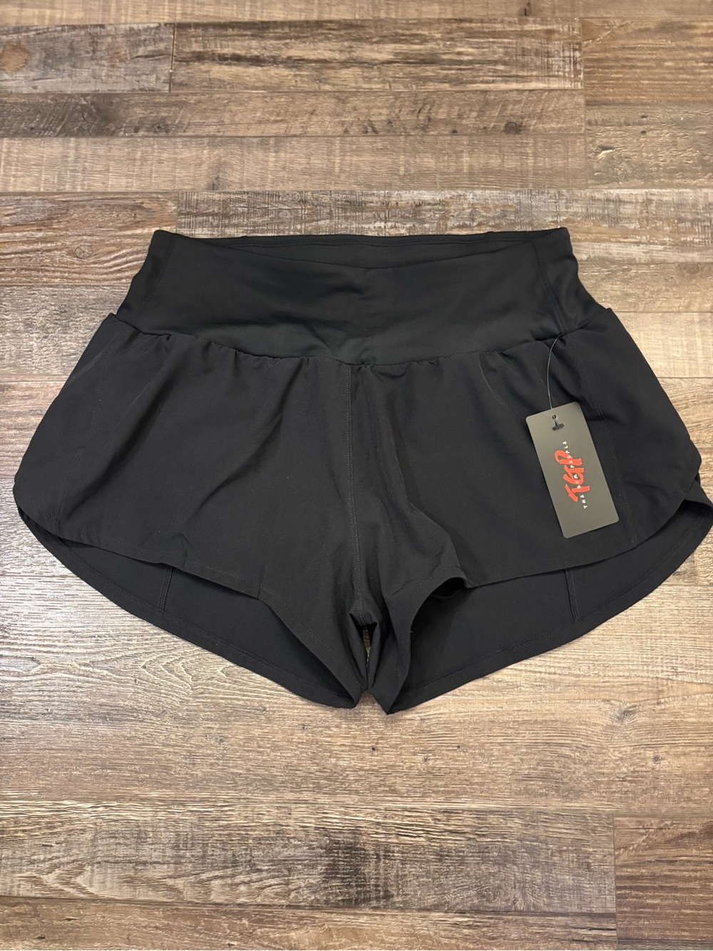 Women's Black High-Rise Athletic Shorts with Built-In Liner